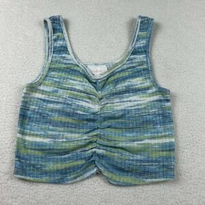 Colsie Women's Blue Green Stripe Pattern Workout Tank Top Shirt Size Small‎